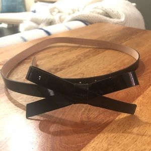Kate Spade Patent Leather Black Bow Belt